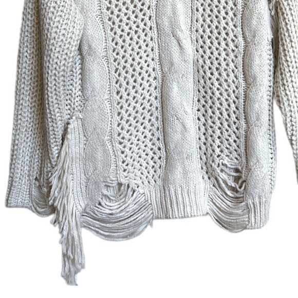 Forever 21 Contemporary Womens Beige Boho Long Sleeve Knit Sweater Size S - Picture 3 of 11